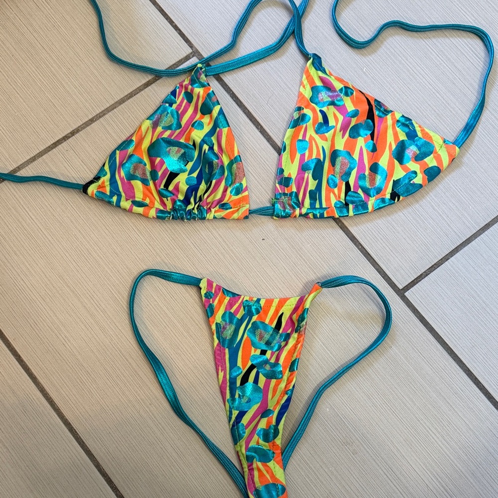 Vibrant Multicolor Triangle Bikini Set - image 1
